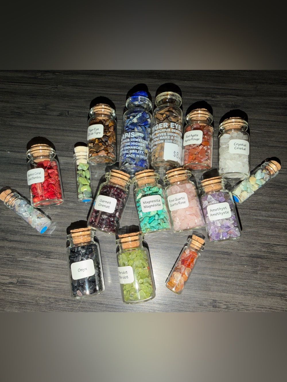 Assorted Mini Gemstone Bottle x16 Multicolor Decorative reiki meditation relax